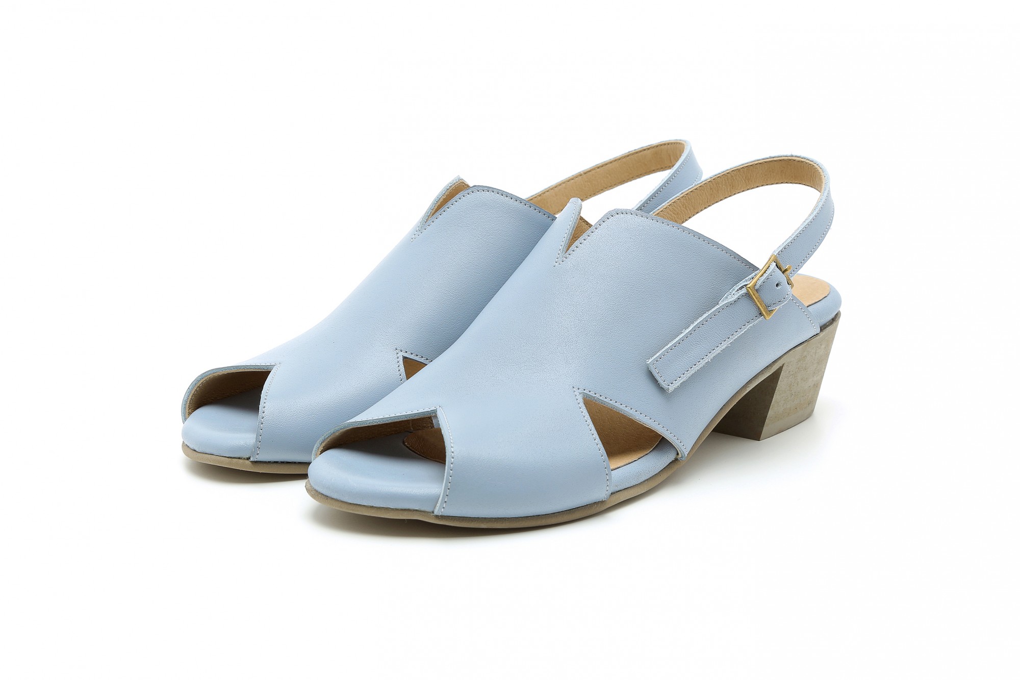 blue sandals low heel