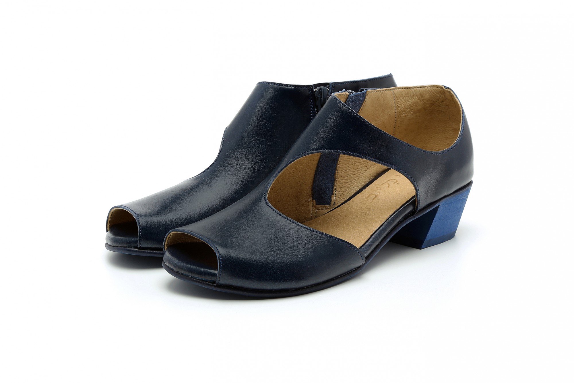 blue leather sandals womens