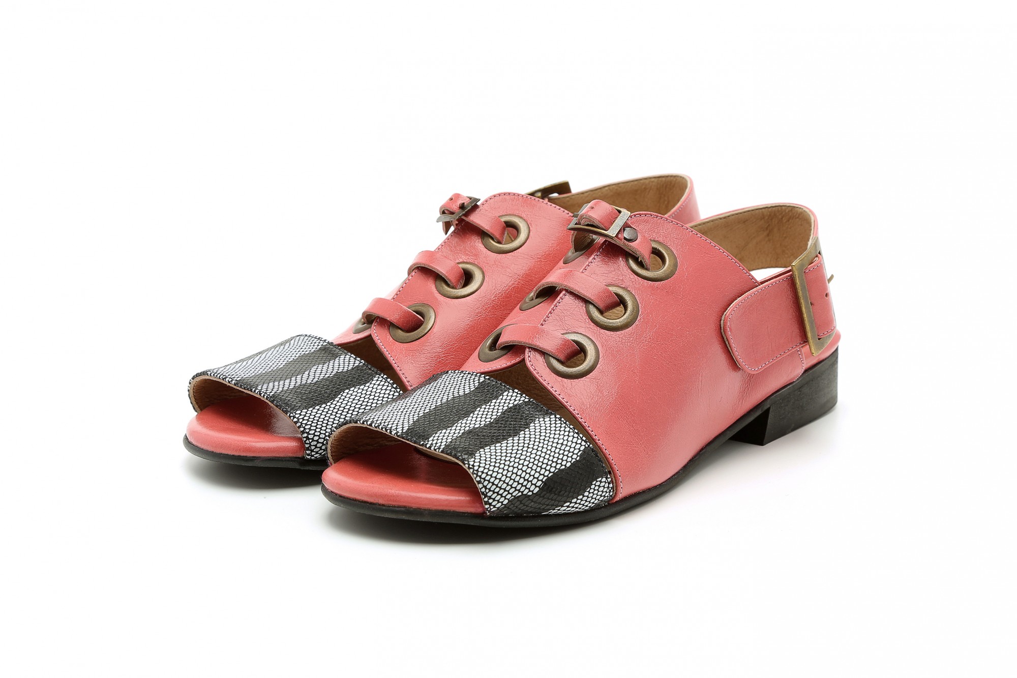 pink leather sandals