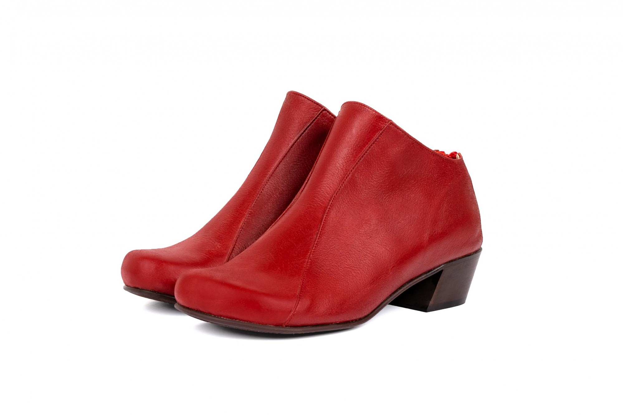 red low heel boots