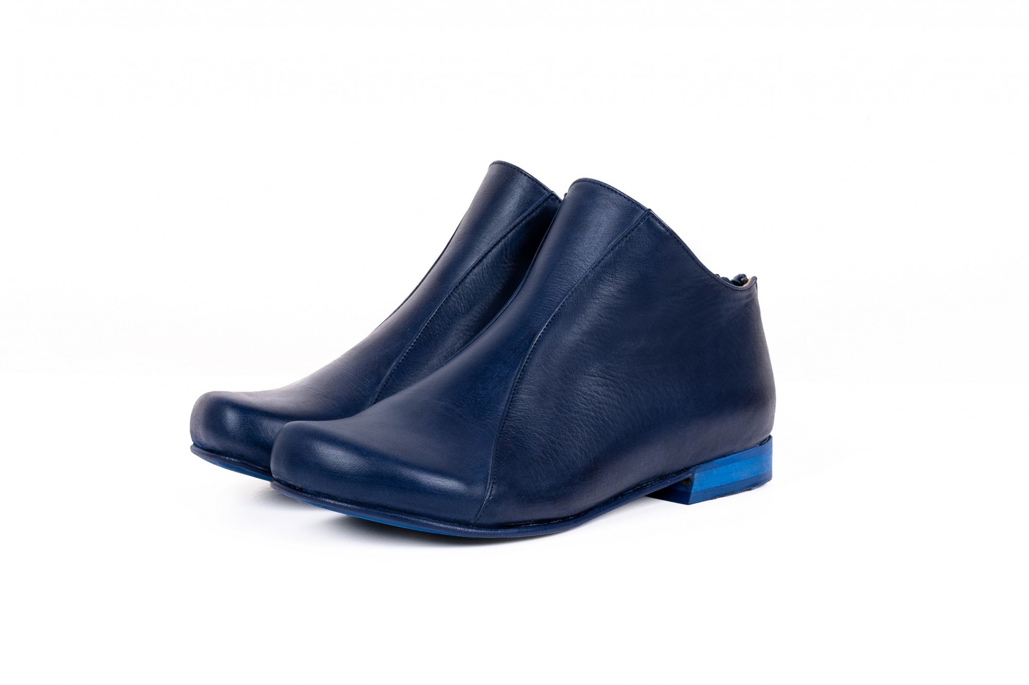 flat blue ankle boots