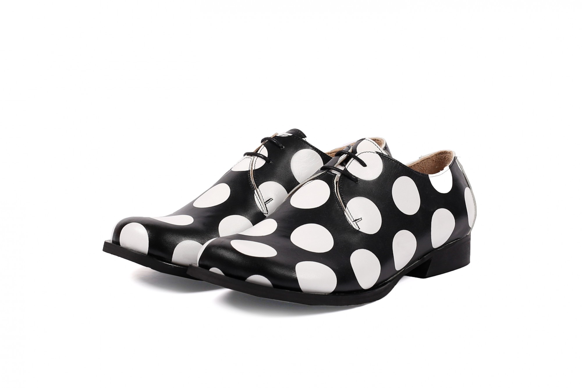 black and white polka dot shoes