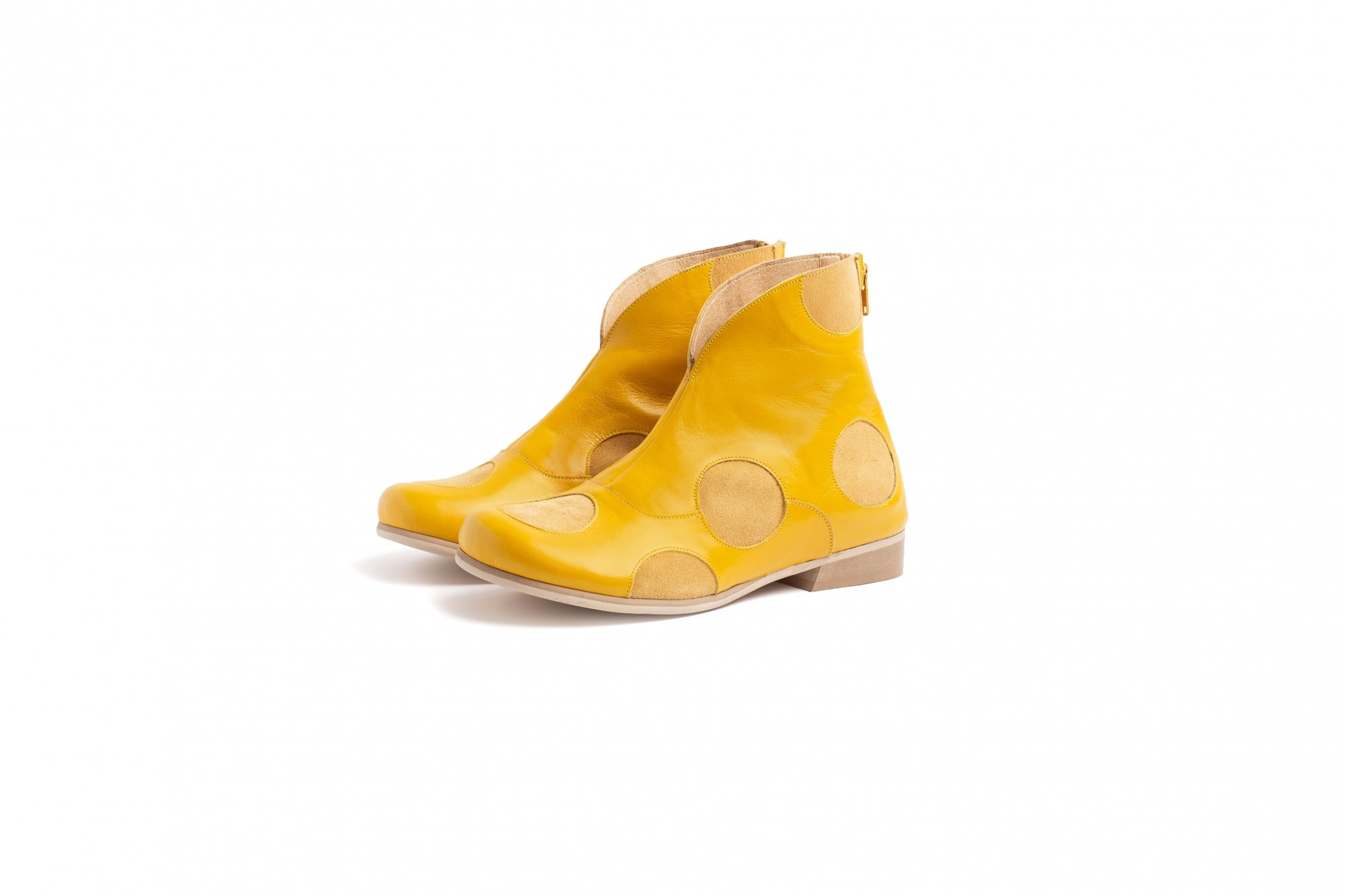 yellow leather boots womens