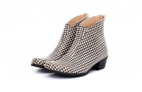 Black Houndstooth Ankle boots