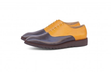 Gray and yellow Men's Leather shoes