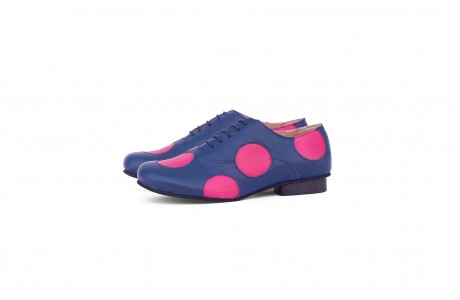 Blue and Pink Leather Dots Shoes