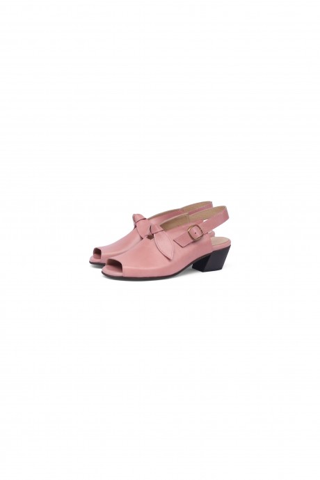 Pink leather sandals heeled slingbacks 