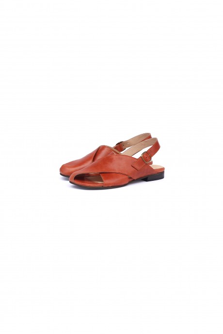 Orange crossover sandals 