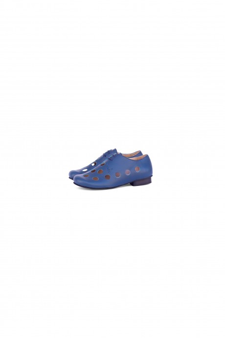 blue women's shoes with a cutout design detail 