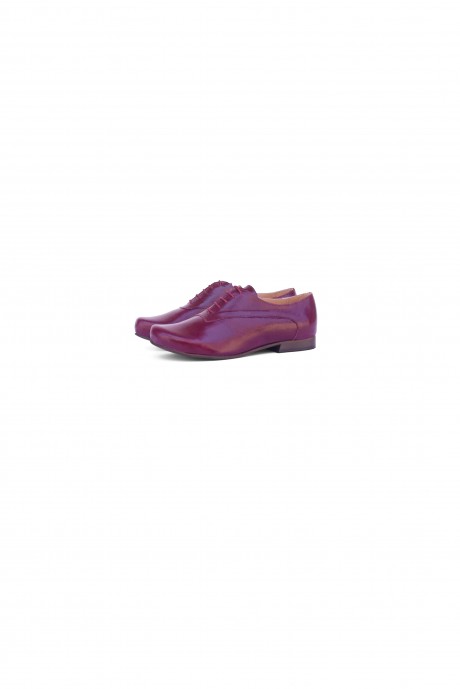 Flat women's leather shoes in plum purple