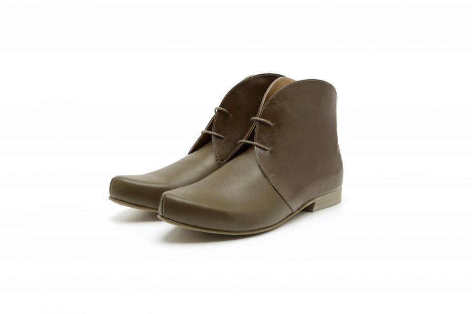 olive leather booties