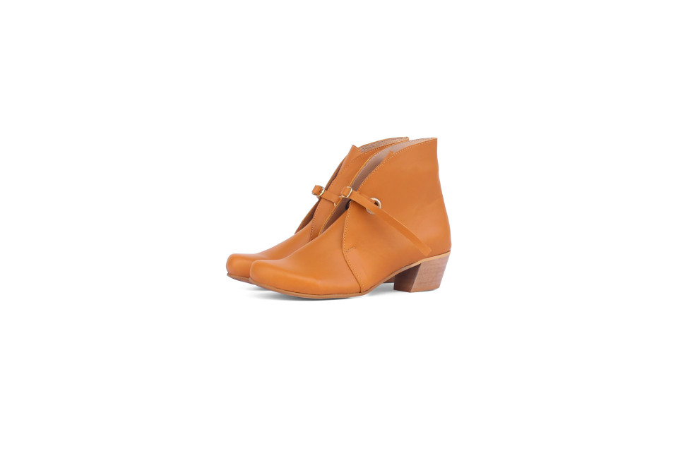 Women’s Ankle Boots – Mustard with Leather Strap