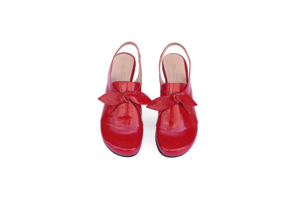 Women’s Red Patent Leather Sandals With Bow – 4 cm Heel