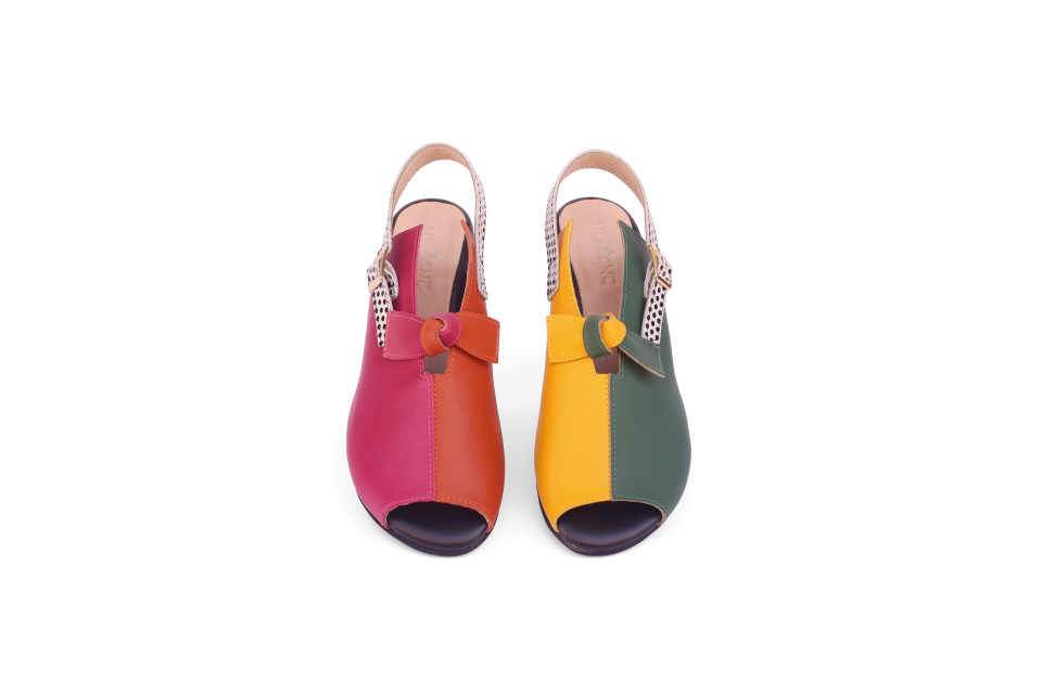 Women’s Colorful Leather Sandals With Bow – 4 cm Heel