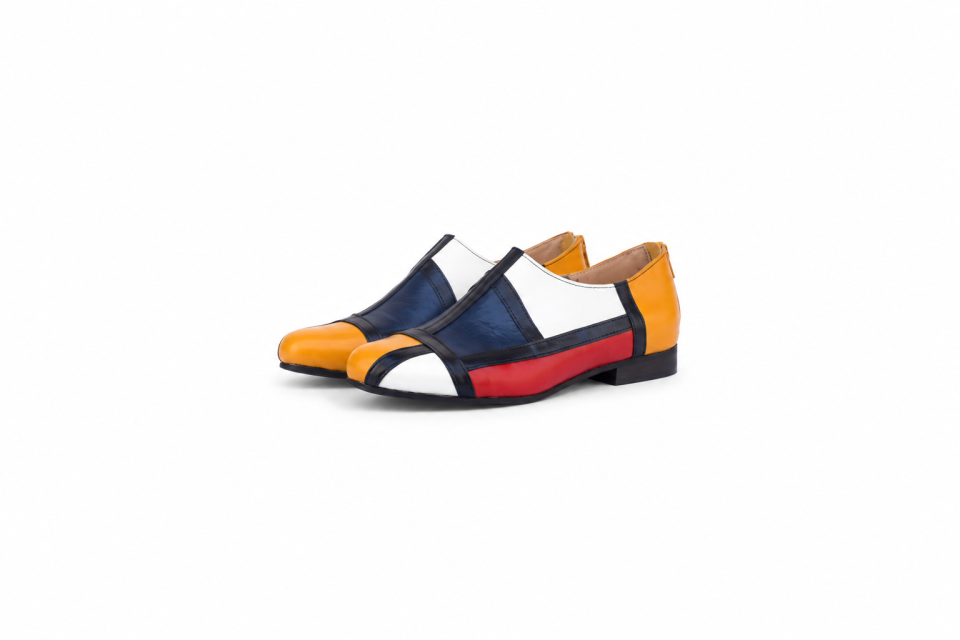 Multicolor Leather Shoes for Women with 1.5 cm Heel