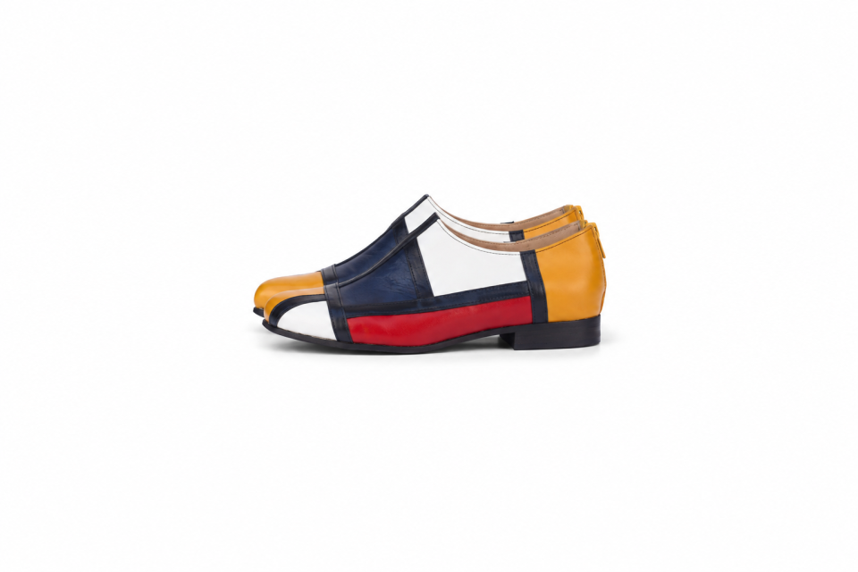 Multicolor Leather Shoes for Women with 1.5 cm Heel