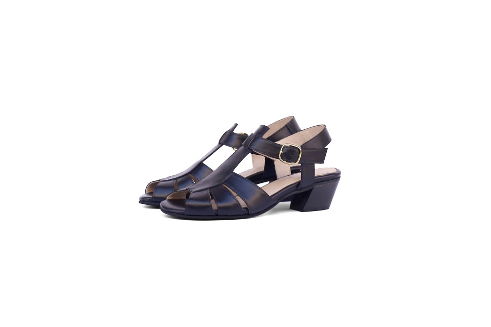 Women's black Leather Summer Sandals 